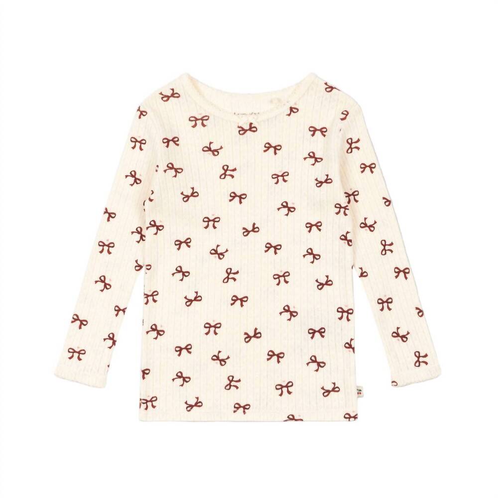 NEW KONGES SLØJD kid's bow rouge shirt top in cream/white